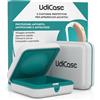 Udivita 2 Custodie Porta Apparecchi Acustici - UdiCase Interno Morbido Apertura Rapida con Piedini Antiscivolo - Contenitore Impermeabile Protezione da Polvere Urti Liquidi - Tascabile 7x7x3cm Design Compatto