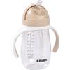 BÉABA Bicchiere Antigoccia/Tazza Apprendimento 2 in 1 - Tazza con Cannuccia Bambino 300ml, 100% Ermetica, Antigoccia, Facile da Aprire, Manici Rimovibili - Argilla