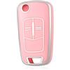 OFF WE GO Custodia Chiave Cover Chiave Guscio Chiavi per Opel Vauxhall Astra Antara Corsa Zafira Vectra Tigra B Coprichiave Macchina TPU Copri Chiavi Telecomando Auto Portachiavi, Argento Rosa