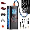 Grutoly Compressore Aria Portatile per Auto 6000mAh, 150PSI Mini Compressore Ricaricabile con Schermo Digitale e Torcia LED con 4 Ugelli Diversi, Ricaricabile via USB-C, per Auto, Moto, Bici, Palla, Rosso
