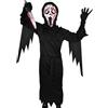 HERMORRYSS Costume di Halloween Scream per Bambini, Costume Scream Ghostface Con Maschera, Guanti e Pugnale, Spaventoso Volto da Fantasma Scream per Halloween, Carnevale, Cosplay, Festa A Tema (L)