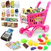deAO Carrello Spesa Bambini Giocattolo, con più di 78 Accesori Giocattolo per Ragazzi e Ragazze, Rosa