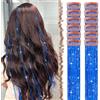 FESHFEN Tinsel Extension Capelli con clip, 12 Pezzi Glitter per Capelli Accessori da Festa e Look Fatina Kit Strass per Donne, Blu 50 cm