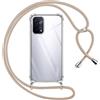 Pnakqil Cover per OPPO A74 5G/A54 5G con Cordino, Trasparente Custodia con Laccio Tracolla Cellulare Girocollo Collana Protettiva per OPPO A54 5G 6.5 Pollic, Khaki