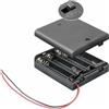 TECHZOCO Portabatterie con Interruttore ON/Off, Supporto per Batterie AA, Scatola per Batterie, Porta Pile, Include Cavo da 200mm, Tensione Totale: 6V (1,5V per Batteria), Adatto per 4 Batterie LR3