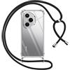 Pnakqil Cover per Honor 400 Pro 5G con Cordino, Trasparente Custodia con Laccio Tracolla Cellulare Girocollo Collana Protettiva per Honor 400 Pro 5G 6.7, Nero