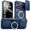 BAFUGU Cover Magnetica per iPhone 17 Pro, Compatibile con MagSafe, Custodia Protezione Fotocamera Scorrevole, con Rotazione a 360° supporto a cerchio nascosto, Cover antiurto-Blue