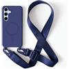 2NSPDRGNI Magnetica Cover con Collana Compatibile con Samsung Galaxy S21,Case con Laccio per Il Collo Custodia con Cordino,Blu