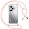 Pnakqil Cover per Honor 400 Pro 5G con Cordino, Trasparente Custodia con Laccio Tracolla Cellulare Girocollo Collana Protettiva per Honor 400 Pro 5G 6.7, Rosa