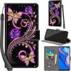 PHINIENLAND Cover per Huawei P Smart Z / Y9 Prime 2019 Case PU Pelle Custodia [Kickstand] [Chiusura magnetica] [Slot per Schede], Portafoglio Flip Custodia per Huawei Honor 9X / 9X pro,Farfalla dorata