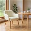 MEUBLE Cosy Sedia da pranzo confortevole in tessuto ciniglia, sedia da cucina con schienale e braccioli, per cucina e sala da pranzo, beige