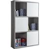 Composad | Libreria Alta della Linea PRATICO con 3 Ante Scorrevoli, Libreria Moderna Scaffale, (LxAxP) 120x195x35,60 cm, Cemento e Bianco Laccato, Soggiorno, Ufficio, Studio, Made in Italy