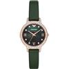 Emporio Armani Orologio da Donna, Movimento a Tre Lancette, Acciaio Inossidabile, Cassa 32 mm e Bracciale in Pelle o Acciaio Inossidabile, Verde