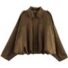 Generico Giacca Bomber Donna in Ecopelle Morbida Giacca con Bavero Taglie Forti Maniche Lunghe Giacche con Chiusura a Zip Streetwear Outwear Autunnale
