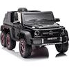 FINOOS Auto Macchina elettrica per bambini Mercedes G63 6X6 AMG 12V con telecomando 4X45W, sedile in pelle, ruote in gomma (Nero)