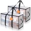 AiQInu 2 Pezzi Borse Trasloco 72 L, Tmpermeabili Scatole Trasloco con Cerniere e Manici, Trasparente Sacchetti Scatole per Armadio, Contenitori Sottoletto per Riporre Oggetti, Piumoni, Vestiti