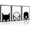 Pennclys Stampa artistica da parete su tela, motivo: Supereroe Spiderman, in bianco e nero, per cameretta dei bambini, 30,5 x 40,6 x 7,6 cm, senza cornice