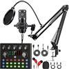 Brvomussy Pacchetto di attrezzature per podcast, pacchetto di studio di registrazione con microfono per podcast e cambia voce, interfaccia audio per computer portatile Streaming live YouTube TikTok