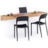 Mobili Fiver, Scrivania sospesa a muro Evolution 180x40, Rovere Rustico con Caricatore Wireless, Made in Italy