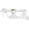 Mobili Fiver, Tavolo Allungabile Emma 160(240) x90 cm, Bianco Frassino con Gambe Incrociate Bianche, per 6-10 persone, Tavolo Cucina, Soggiorno, Made in Italy