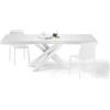 Mobili Fiver, Tavolo Allungabile Emma 140(220) x90 cm, Bianco Frassino con Gambe Incrociate Bianche, per 6-10 persone, Tavolo Cucina, Soggiorno, Made in Italy