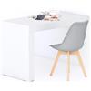 Mobili Fiver, Tavolo da pranzo Evolution 120x60, Bianco Frassino con Una Gamba, per 4 persone, Tavolo Da Pranzo Moderno Cucina, Made in Italy