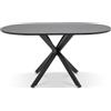 FRANKYSTAR Marui - Tavolo da pranzo ovale in legno e metallo con piede centrale Kiso 150x90 cm - nero opaco