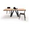 Mobili Fiver, Tavolo Allungabile Romina 140(220) x90 cm, Rovere Rustico con Gambe in Ferro Nere, per 6-10 persone, Tavolo Cucina, Soggiorno, Made in Italy