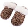 JOMIX Pantofole Donna Invernali Leopardate con Pelliccia Sintetica Ciabatte Pelose Calde da Casa Slippers Peluche Maculate Mule Sabot Morbide Punta Chiusa Plantare Imbottite WIS255271 Animalier 36/37