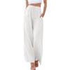 Cegerne Per Donna Pantaloni di Lino Pantaloni Estivi Lunghi Leggeri vestibilità Ampia Casual Pantaloni Larghi in Tessuto Gambe Larghe Pantaloni Palazzo con Tasche, Bianco, M