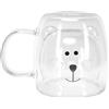 Atyhao Tazza di Vetro a Forma di Orso Tazza a Doppia Parete Acqua Tè Caffè Tazza di Latte con Manico per la Casa(Trasparente)