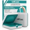 Udivita 2 Custodie Porta Apparecchi Acustici - UdiCase Interno Soffice Apertura Rapida con Piedini Antiscivolo - Contenitore Impermeabile Protezione da Polvere Urti Liquidi - Design Compatto Tascabile 7x7x3cm