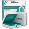 Udivita 2 Custodie Porta Apparecchi Acustici - UdiCase Contenitore Impermeabile Rigido Portatile per Viaggi 7x7x3cm - Antiurto Antipolvere Antischizzi - Interno Morbido Apertura Rapida con Piedini Antiscivolo