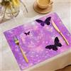 UOMSKTY Set di 2 Colazione Stoffa 30x45cm, Farfalla Misteriosa Cotone e lino Tovagliette Americane Lavabili, Tovagliette Sogno Bolle per Primavera Vacanze Cucina Feste, Pasqua