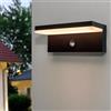Planetitaly - Applique da Esterno LED 10W, Faretti Applique da Parete Lampada da Muro Colore Nero Design Moderno, Sensore di Movimento con Crepuscolare, Luce Resa 100W, Protezione IP54, 230V (CCT)