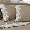 PETTI Artigiani Italiani - Lenzuola Percalle, Lenzuola Matrimoniali con Merletto, Lenzuola Cotone Percalle, Completo Letto Matrimoniale, Lenzuola con Pizzo Tortora 100% Made in Italy