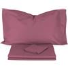 Morbidissimi Set lenzuola Completo letto, Sotto + Sopra + federa, No Stiro, Colore Prugna, Una piazza e mezza, Tinta Unita in Microfibra, Made in Italy J605