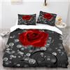 Generic Set di Copripiumino Rosa Floreale Botanica con Stampa a Pattern Copripiumino con Cerniera 3 Pezzi per Ragazze, Ragazzi e Adolescenti Grigio Copertura del Piumone, 220x240cm