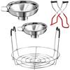 Huudngeje Kit di Inscatolamento da 4 Pezzi, Rack di Inscatolamento 1PC + Pinza di Sollevamento per Barattoli di Inscatolamento 1PC + Imbuti di Inscatolamento 2PC, Canning Supplies Canning