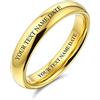 Bling Jewelry Fede nuziale in titanio per coppie, semplice e sottile, personalizzata, cupola liscia, placcata in oro 14K, 4MM, incisione personalizzata.