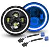 Willpower 2x Fari LED 7 Pollici 50W 5000lm, Faro a Led Bianco + Blu, Rotonda Luci Fuoristrada DRL HI LO Fascio Anteriore Faro Lampada per Wrangler JK TJ LJ CJ Auto Hummer Moto