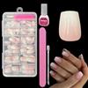 ZAHRVIA Kit di Unghie Finte a Pressione, Colore Rosa Sfumato Naturale, con Colla, Unghie Finte in Acrilico Mandorla, Punte Rosa, 120 Pezzi, Copertura Completa Lucida, per Nail Art per Donne e Ragazze