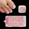 ZAHRVIA 120 Pezzi Falsi Unghie dei Piedi - French Press On Toenails - 12 Misure Unghie dei Piedi Lucide Adesive - Copertura Completa French Tip Unghie Finte per Donne e Ragazze