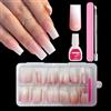 ZAHRVIA Kit di Unghie Finte a Pressione, Colore Rosa Sfumato Naturale, con Colla, Unghie Finte in Acrilico Mandorla, Punte Rosa, 120 Pezzi, Copertura Completa Lucida (Medium Square Gradient Pink)