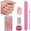 ZAHRVIA Kit Unghie Finte Quadrate, 120 Pezzi Unghie Finte con Colla su Nail Art Manicure (Arco Profondo Corto Quadrato)