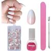 ZAHRVIA Kit Unghie Finte, Unghie Finte Naturali Gradienti Rosa con Colla, Unghie Finte Acriliche a Mandorla con Punte Rosa, 120 Pezzi Unghie Finte Lucide (Gradiente Mandorla Corta)