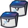 Giliwosy Luce Solare Led Esterno, 3 Modos IP65 Impermeabile Faretto LED da Esterno con Sensore di Movimento, Lampada Solare da Esterno per Giardino, Parete, Garage (2 Pezzi Bianco Freddo)