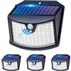 Giliwosy Luce Solare Led Esterno, 3 Modos IP65 Impermeabile Faretto LED da Esterno con Sensore di Movimento, Lampada Solare da Esterno per Giardino, Parete, Garage (4 Pezzi Bianco Freddo)