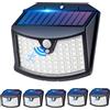 Giliwosy Luce Solare Led Esterno, 3 Modos IP65 Impermeabile Faretto LED da Esterno con Sensore di Movimento, Lampada Solare da Esterno per Giardino, Parete, Garage (6 Pezzi Bianco Freddo)