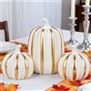 Fangoo 3 Pezzi Zucche Artificiali per Autunno Decorazione Bianche E Dorate Da Tavolo Interni Resina Finta Zucche Regalo Cucina Decor per Ringraziamento E Raccolto, Centrotavola, Camino, Casa